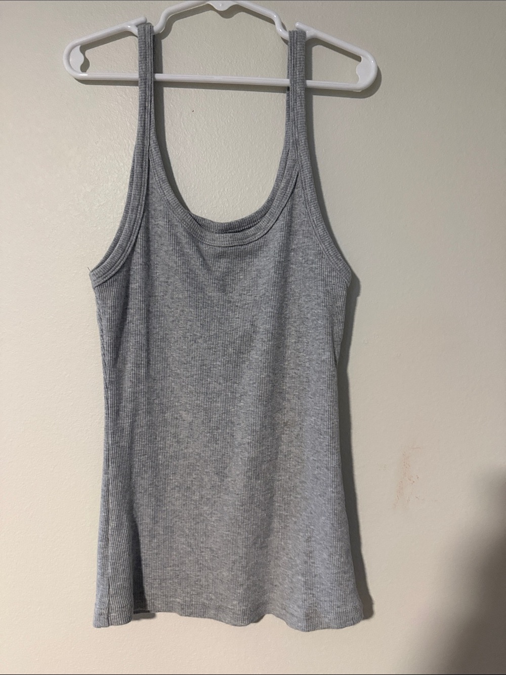 Women's Ribbed Tank Top - Light Gray Scoop Neck